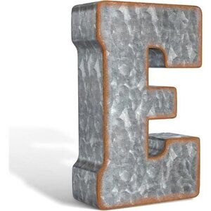 7"Galvanized Metal Letters for Wall Decor-3D Letter E for Hanging & Freestanding